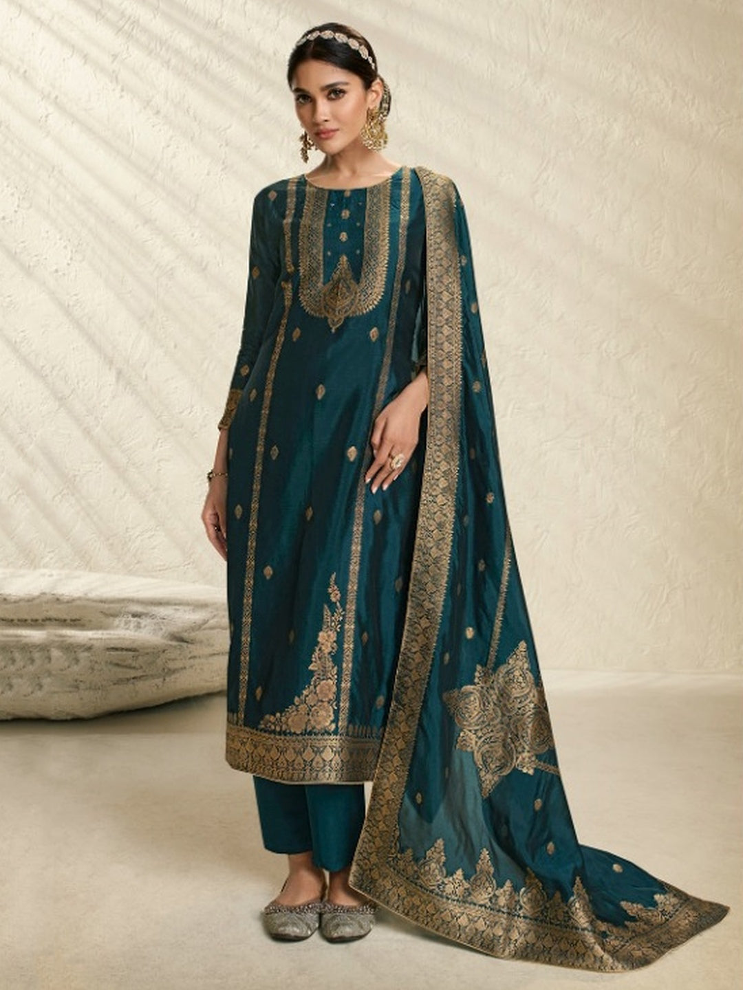 Art Silk Embroidery Salwar Kameez - Indian Dress - C1028B | Fabricoz USA