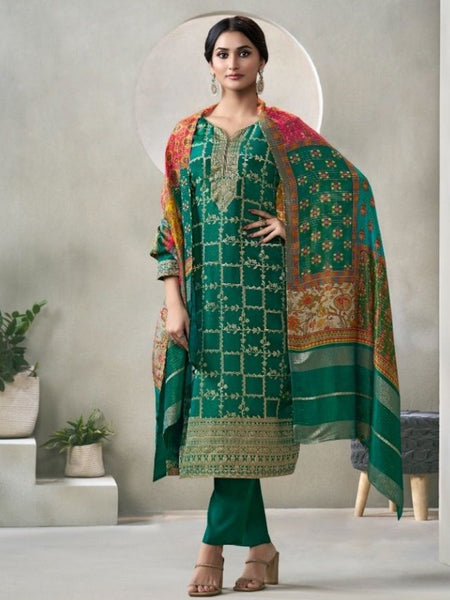 Viscose Indian Dress - Crystal Jacquard Embroidery