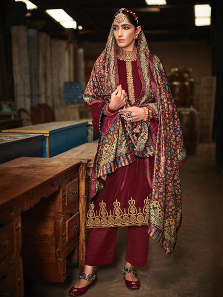 Velvet Indian Dress - Velvet Embroidery Suit