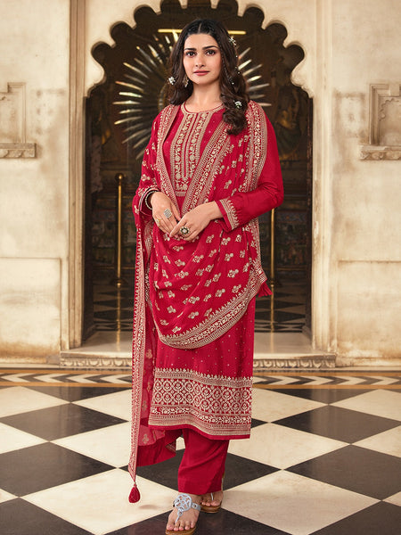 Straight Indian Dress - Art Silk & Georgette Embroidery