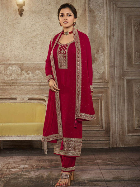 Straight Indian Dress - Embroidered Georgette