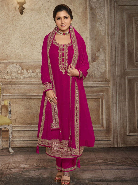 Straight Indian Dress - Embroidered Georgette