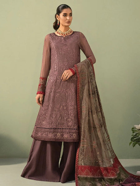 Purple Pakistani Dress - Embroidery on Luxury Chiffon