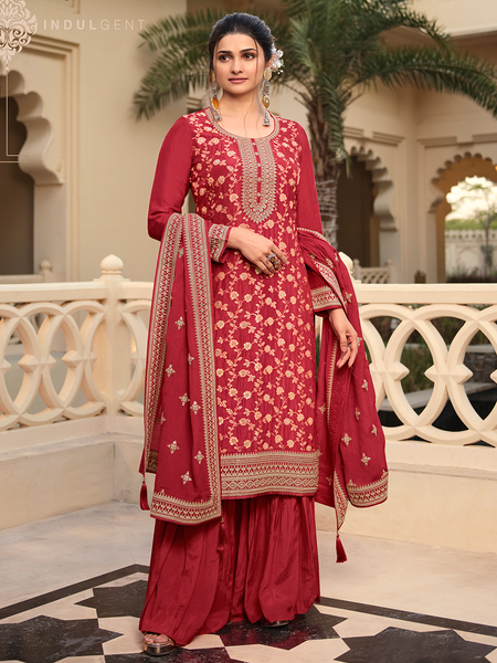 Straight Indian Dress - Jacquard & Santoon Embroidery