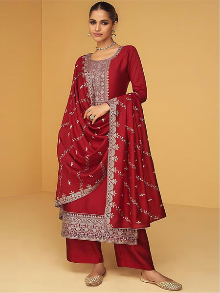 Churidar Salwar Kameez - Embroidered Premium Silk