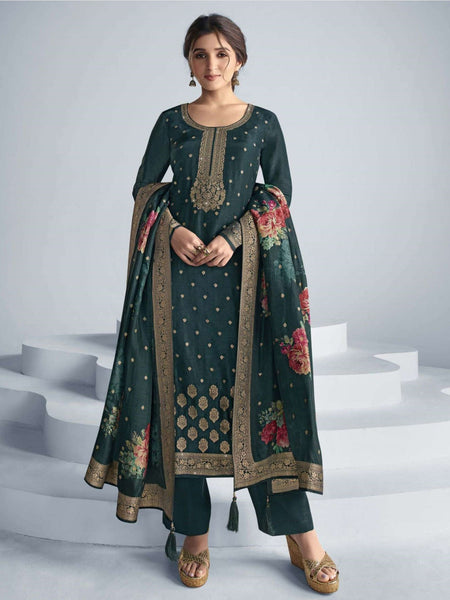 Jacquard Salwar Kameez - Embroidered Jacquard