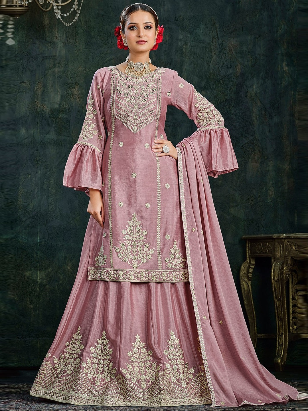 Buy ladyline Lucknowi Chiffon Embroidered Kurti for Women Lakhnavi Kurta  Women Tunic Indian Dress Online at desertcartINDIA