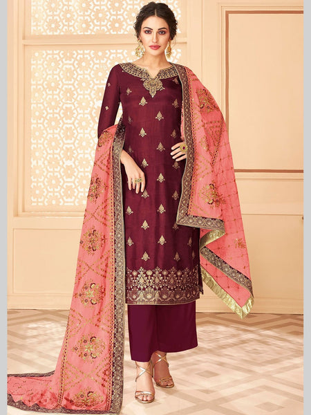 Jacquard Salwar Kameez - Pure Dola Jacquard