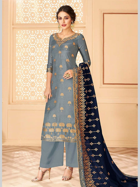 Jacquard Salwar Kameez - Pure Dola Jacquard