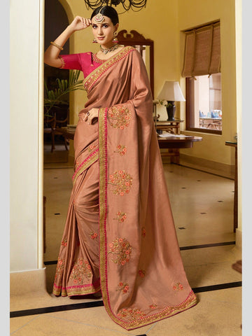  Indian Selections - Rust Art Silk Saree Sari Fabric