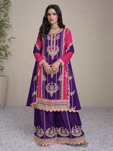 Straight Indian Dress - Real Chinon Embroidery