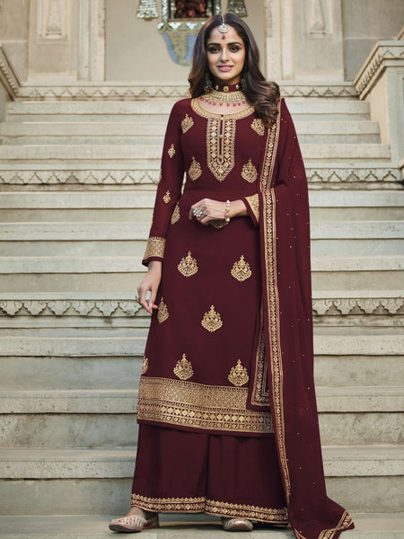 Churidar Salwar Kameez - Georgette Sharara Embroidery