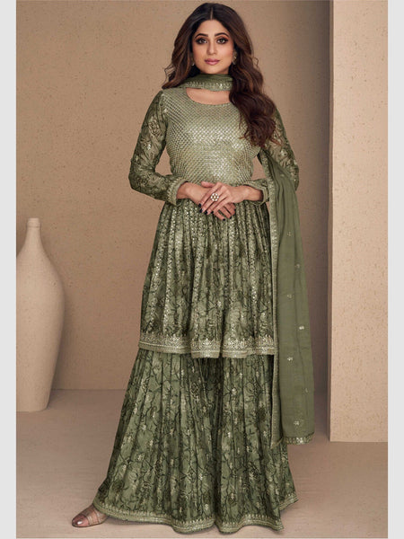  Salwar Kameez - Embroidered Chinnon Silk