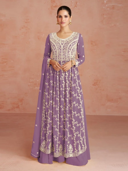 Pink Indian Dress - Real Georgette Embroidery